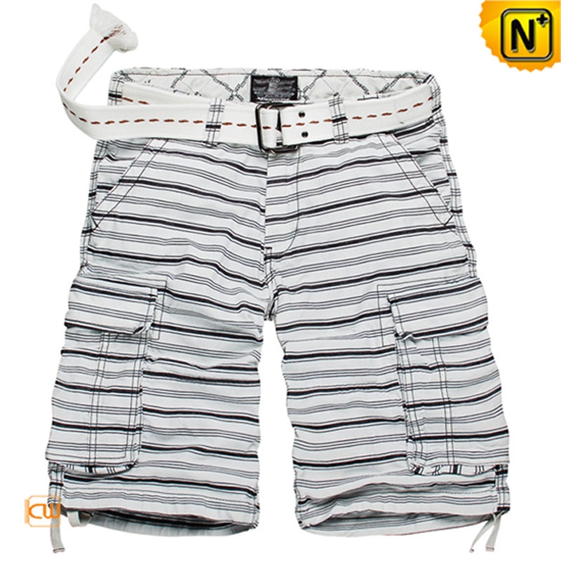 Cotton Striped Cargo Shorts For Men Cw144004